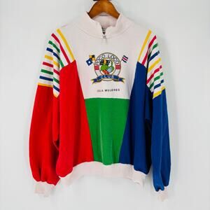 Vintage Poco Loco Club Hoodie Size XL 1990’s Mexico Sweatshirt Colorblock Mens